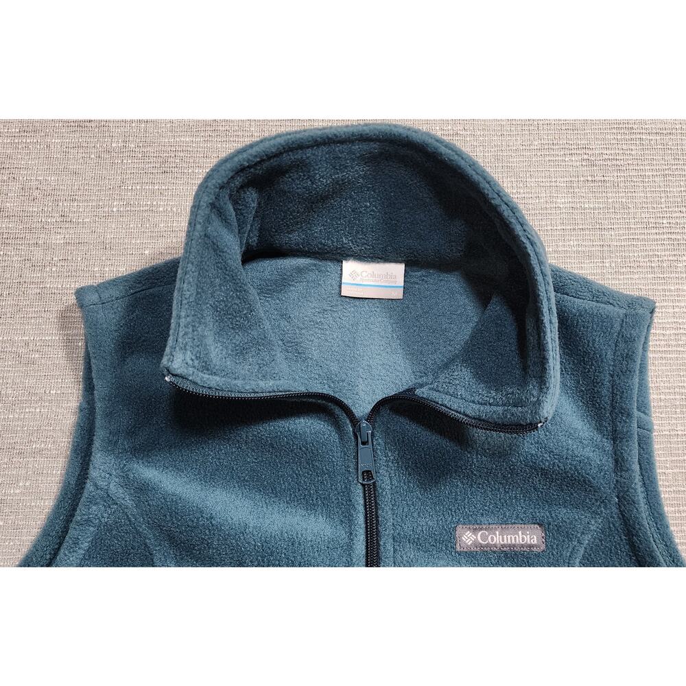 Columbia Womens Fleece Vest Teal Zip Front Size M